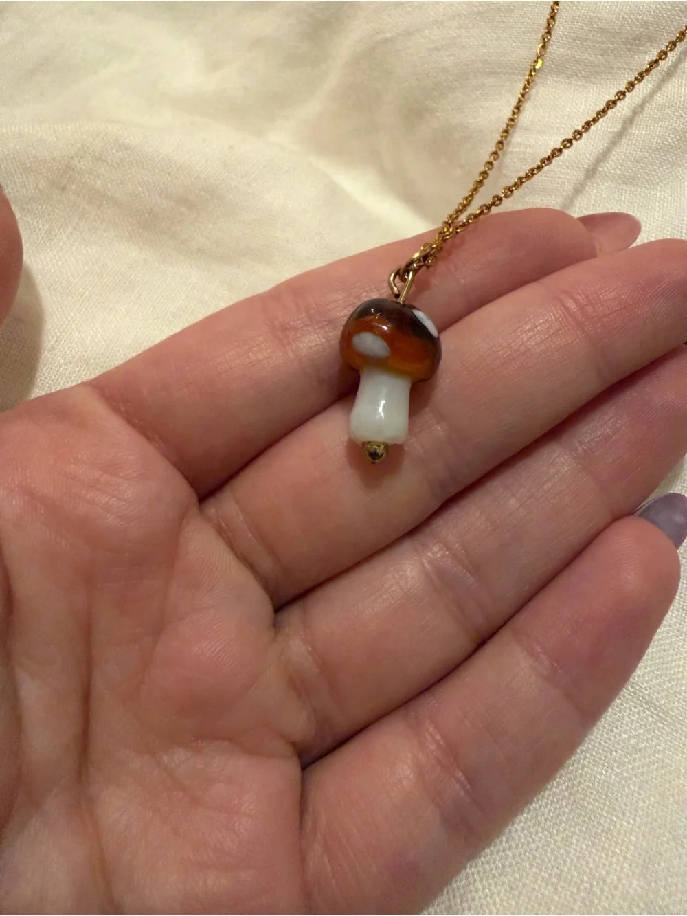 Glass Mushroom Pendant Necklace